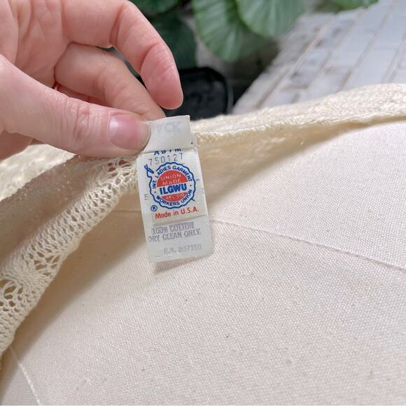 Vintage 70s Crochet Top Cream & Tan Metallic Rope Belt Pull On Midi Dress 6 - Picture 9 of 12